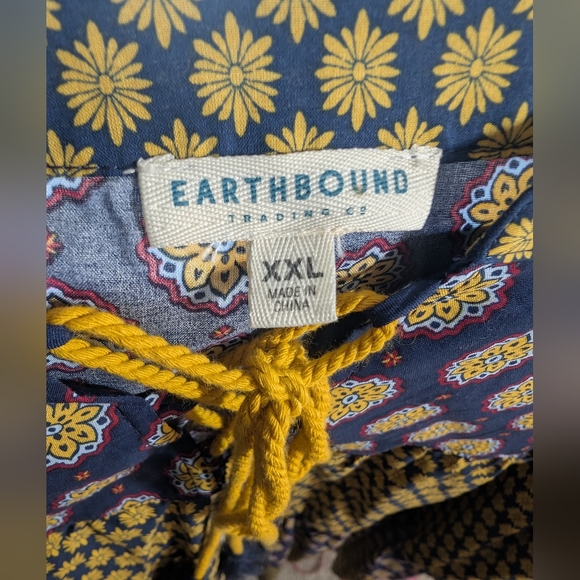 Earthbound Boho Navy and Gold Patterned Tunic 2XL - Picture 5 of 8